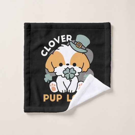 Lucky Pup with Clover - St. Patrick's Day Cadeau (Gant de toilette)