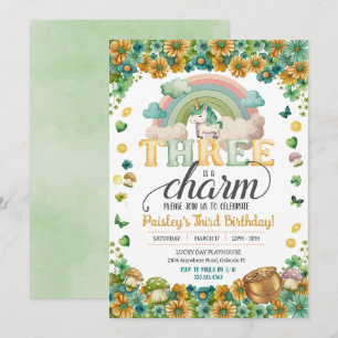 Lucky Rainbow Unicorn Drie is een charme verjaarda Kaart