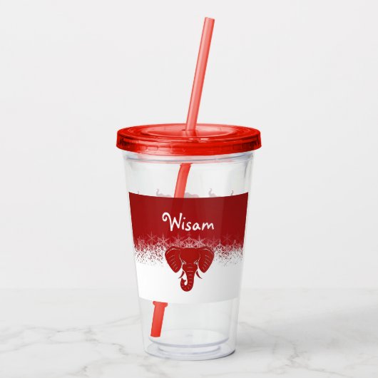 Lucky Red Elephant Acryltumbler Acryl Drinkbeker (Achterkant)