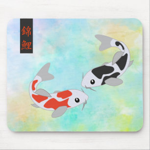 Lucky Red en Black Koi Fish Muismat