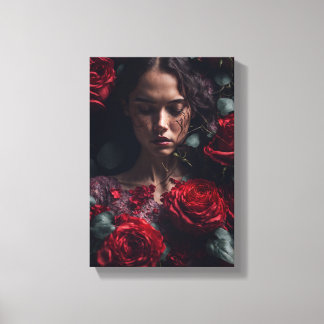 Lucky Red Rose Meisje Canvas Afdruk