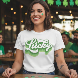 Lucky Retro Groen en Wit St Patrick's Day T-shirt