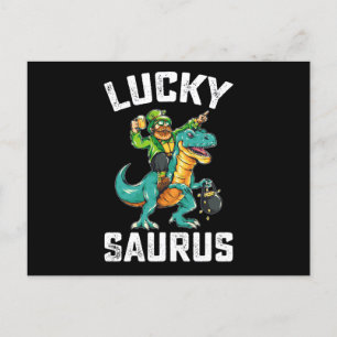Lucky Saurus Dinosaurus T Rex St Patrick's Day Briefkaart
