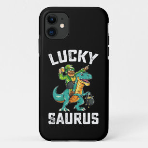Lucky Saurus Dinosaurus T Rex St Patrick's Day iPhone 11 Hoesje