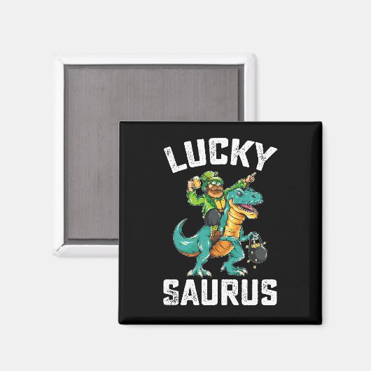 Lucky Saurus Dinosaurus T Rex St Patrick's Day Magneet (Voorkant / Achterkant)