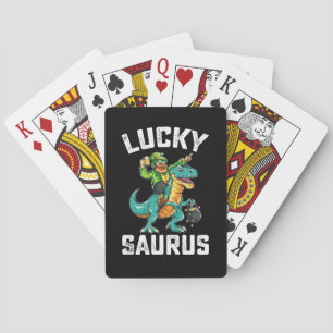 Lucky Saurus Dinosaurus T Rex St Patrick's Day Pokerkaarten