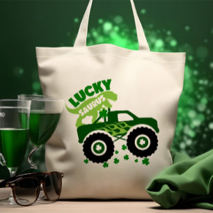 Lucky Saurus Rex Saint Patrick Dinosaurus shamrock Tote Bag