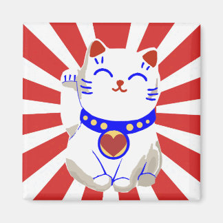 Lucky schattige neko kat op rijzende zon magneet