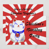 Lucky schattige neko-kat op stijgende zon kaart (Voorkant / Achterkant)