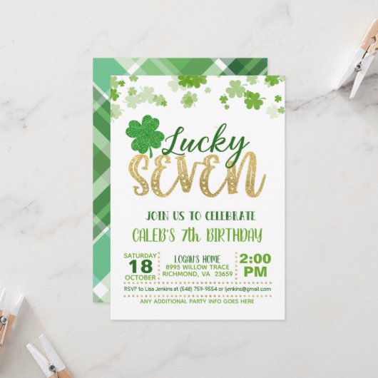 Lucky Sept Invitation Anniversaire (Devant/Arrière en situation)