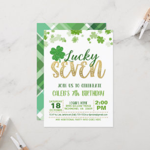 Lucky Seven Birthday Invitation Kaart
