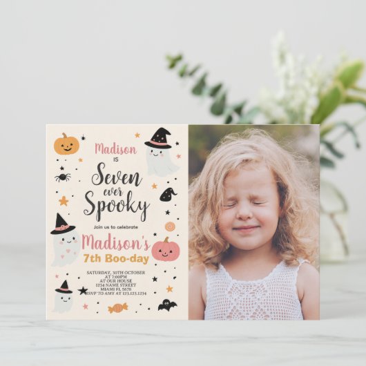 Lucky Seven Kinder verjaardagsuitnodiging voor Hal Kaart (Staand voorkant)