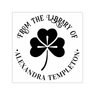 Lucky Shamrock #4P Naam bibliotheekboek Zelfinktende Stempel