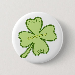 Lucky Shamrock Badminton Ronde Button 5,7 Cm