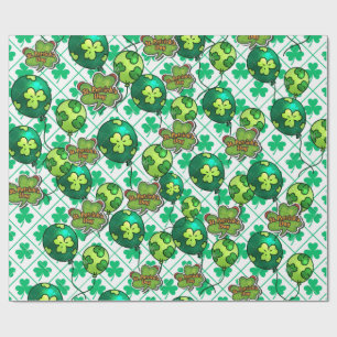 Lucky Shamrock Ballon St. Patrick's Day Design 🍀 Cadeaupapier
