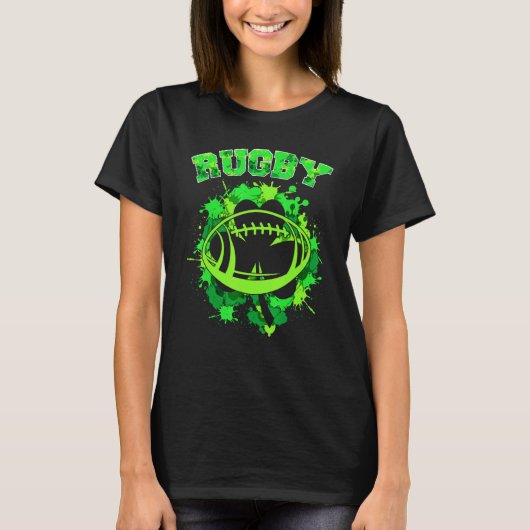 Lucky Shamrock C Rugby Happy St Patricks Day T-shirt (Voorkant)