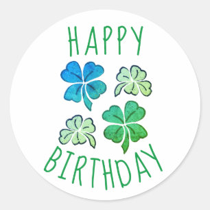 Lucky Shamrock Clover Gelukkige Verjaardag Ronde Sticker