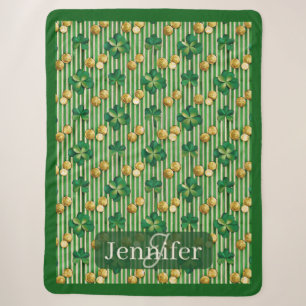 Lucky Shamrock Clover Groene Streep Gouden Munt Ie Sherpa Deken