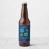 Lucky Shamrock Clover Happy St. Patrick's day Bier Etiket (Voorkant)