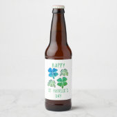 Lucky Shamrock Clover Happy St. Patrick's day Bier Etiket (Voorkant)