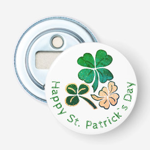 Lucky Shamrock Clover Happy St. Patrick's day Button Flesopener