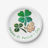 Lucky Shamrock Clover Happy St. Patrick's day Papieren Bordje (Voorkant)