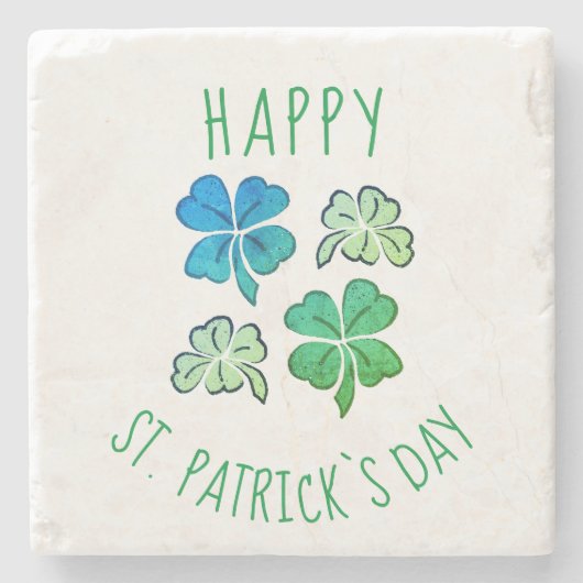 Lucky Shamrock Clover Happy St. Patrick's day Ston Stenen Onderzetter (Voorkant)
