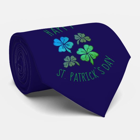 Lucky Shamrock Clover Happy St. Patrick's day Stropdas (Opgerold)