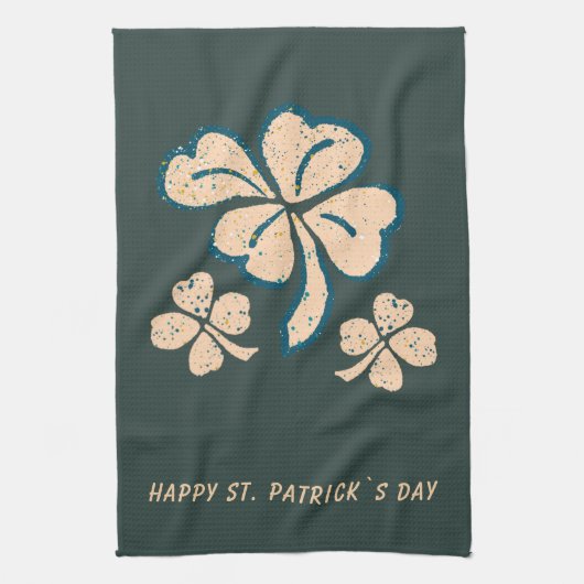 Lucky Shamrock Clover Happy St. Patrick's Day Theedoek (Verticaal)