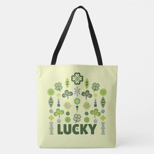 Lucky Shamrock Clover minimaal patroon geel Draagtas (Voorkant)