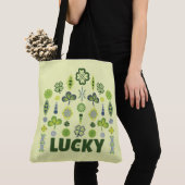Lucky Shamrock Clover minimaal patroon geel Draagtas (Dichtbij)