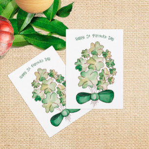 Lucky Shamrock Clover Watercolor Kunst Feestdagenkaart