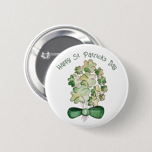 Lucky Shamrock Clover Waterverf Art Ronde Button 5,7 Cm (Voorkant /achterkant)