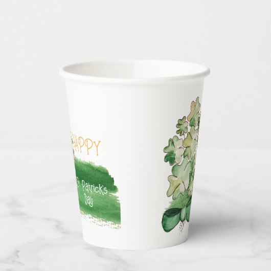 Lucky Shamrock Clover Waterverf Coffee Mok Papieren Bekers (Links)