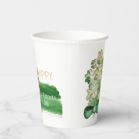 Lucky Shamrock Clover Waterverf Coffee Mok Papieren Bekers (Rechts)