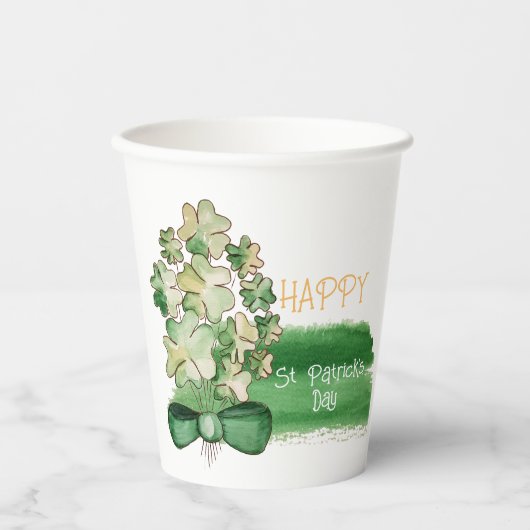 Lucky Shamrock Clover Waterverf Coffee Mok Papieren Bekers (Voorkant)