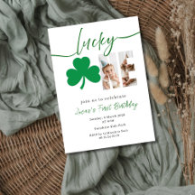 Lucky Shamrock Eerste Verjaardag Foto Bewerkbaar