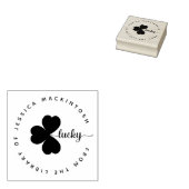 Lucky Shamrock Elementary Custom Name Library Boek Rubberstempel (Gestempeld)