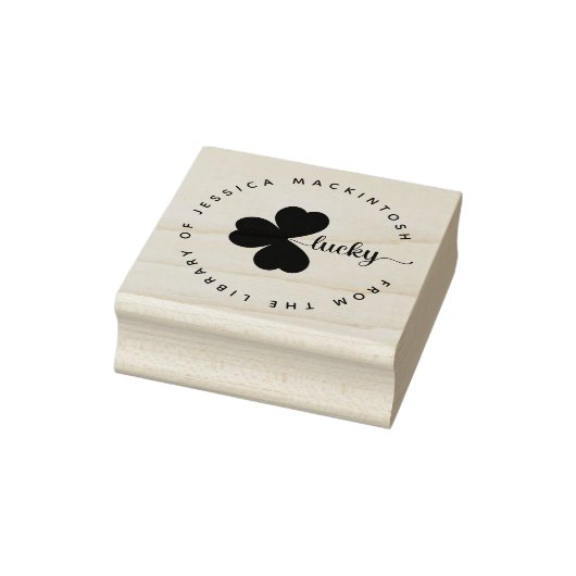Lucky Shamrock Elementary Custom Name Library Boek Rubberstempel (Stempel)