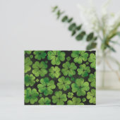 Lucky Shamrock four-leaf Clover Pattern Waterverf Briefkaart (Staand voorkant)