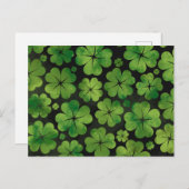 Lucky Shamrock four-leaf Clover Pattern Waterverf Briefkaart (Voorkant / Achterkant)
