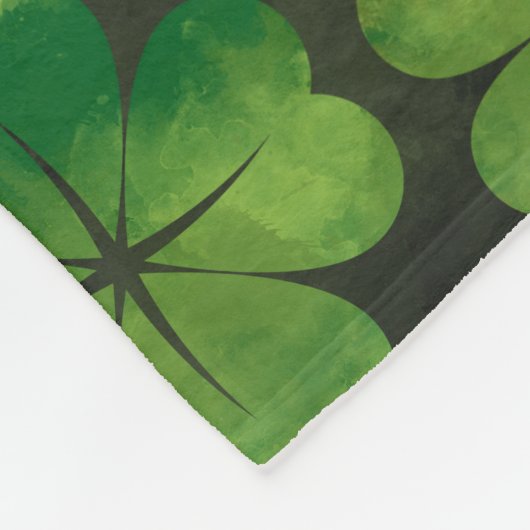 Lucky Shamrock four-leaf Clover Pattern Waterverf Fleece Deken (Hoek)