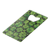 Lucky Shamrock four-leaf Clover Pattern Waterverf Kredietkaart Flessenopener (Achterkant Gekanteld)