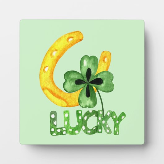Lucky Shamrock & Hoefijzer Fotoplaat (Voorkant)