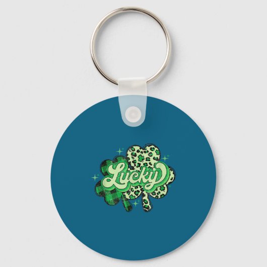 Lucky Shamrock Leopard,checkered Patricks Day Funn Sleutelhanger (Voorkant)