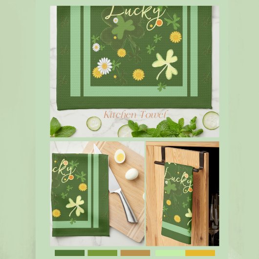 Lucky Shamrock met Daises Theedoek