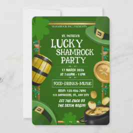 Lucky Shamrock Party St. Paddy's Day Customizable Kaart