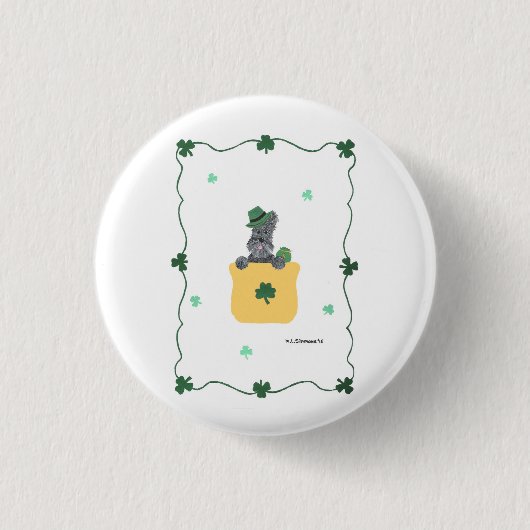 Lucky Shamrock Scottie Ronde Button 3,2 Cm (Voorkant)