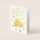 Lucky Shamrock St. Patrick's Day Echte Folie Kaart (Voorkant)