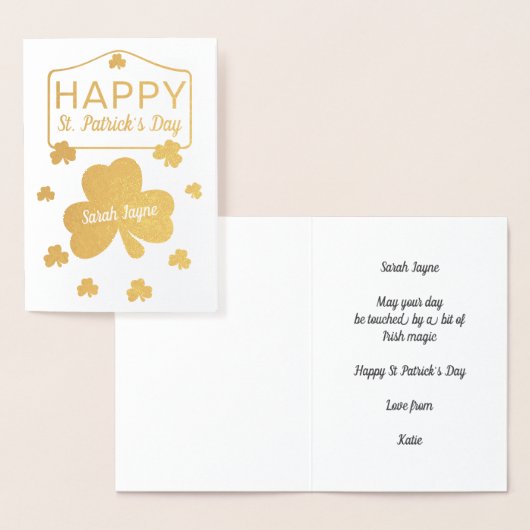 Lucky Shamrock St. Patrick's Day Echte Folie Kaart (Display)